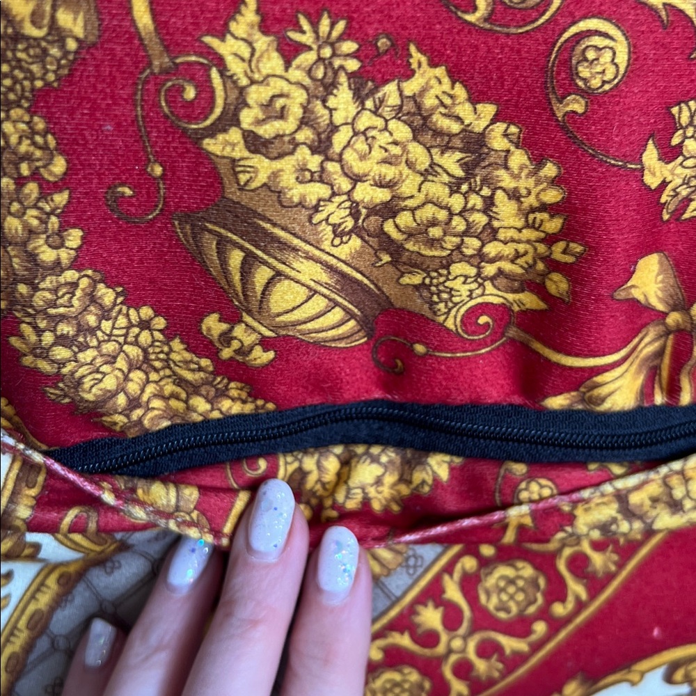 Versace Home Red and Gold Ornate Pillow - Picture 3 of 4
